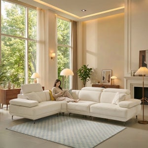 세인트블랑 퓨어케어 이지클린 패브릭 모듈형 스윙소파 sk 스툴미포함, 아이보리, 5인용