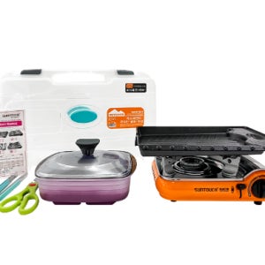 썬터치 아웃도어 세트 가스버너 불판 냄비 가위 집게 Box 포장