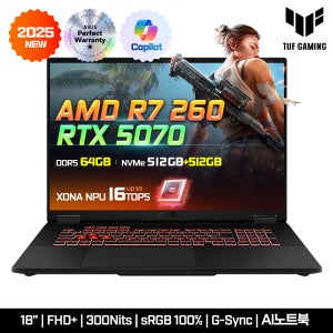 ASUS TUF A18 FA808UP CTO (64GB / 512G + 512G / RTX5070) 영상편집 고성능 게이밍 노트북