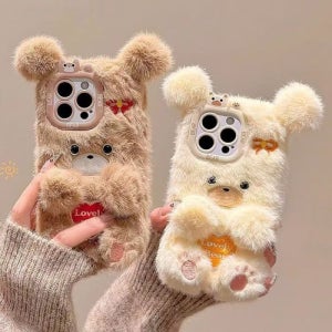 자수 곰돌이 뽀글이 리본 귀여운 갤럭시 노트20 울트라 A21S 스트랩 털 퍼 겨울 케이스