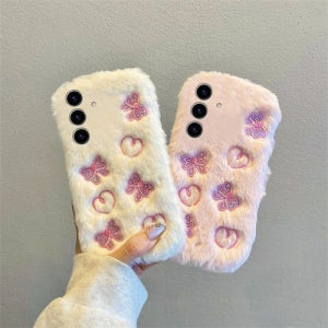 갤럭시 S24FE 폰 겨울 비 털 파운데이션 퍼 FE 울트라 나비 뽀글이 가을 폰케이스