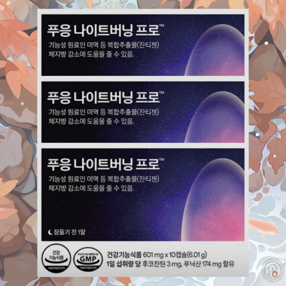 푸응 나이트버닝 프로 잔티젠 나이트번 수면 중년 다이어트 복부<b>지방</b> 푸잉 3박스