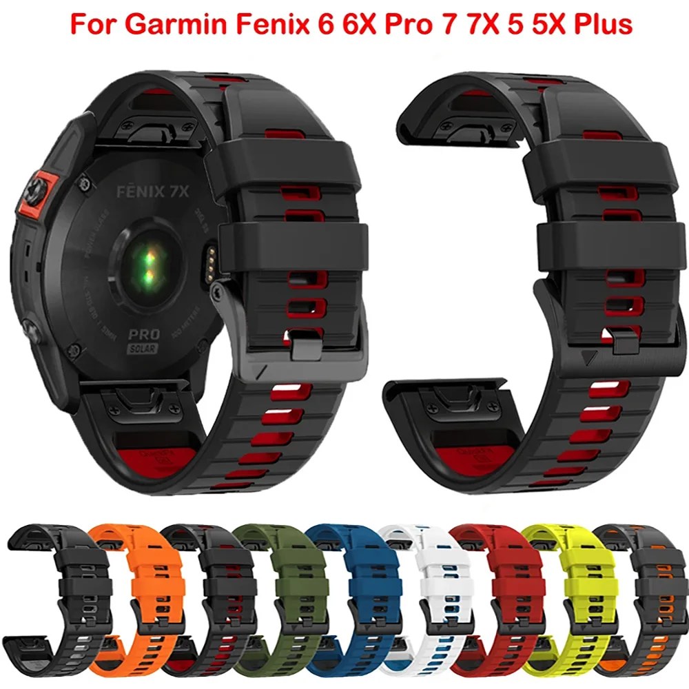 Garmin Fenix 7 7X Pro 5X 5 Plus 6 6X Epix 스마트 시계 밴드 QuickFit 팔찌 Instinct <b>2X</b> 용 22mm/26mm 실리콘 손목 스트랩