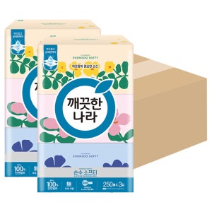 깨끗한나라 순수 소프티 미용티슈 250매 3입, 8팩