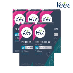 VEET 비트 프로페셔널 바디 왁스 스트립 민감성 피부용 셀프 제모 20매, 5개