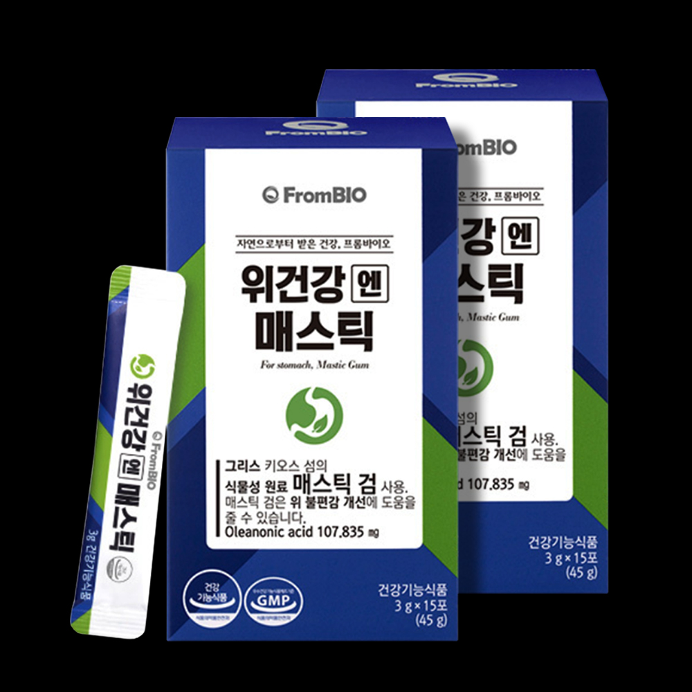 프롬바이오 위건강엔 <b>매스틱 검</b> 효능 매스틱 15포 2박스