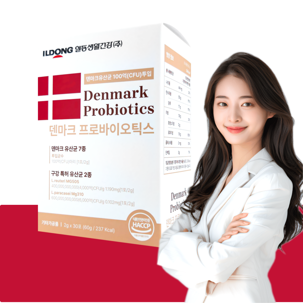 일동 덴마크 구강 유산균 크리스찬한센 <b>100억 생유산균</b> <b>프로바이오틱스</b> 30포, 1개