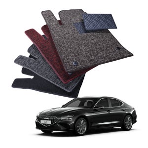 [1+2열] 디테일링 우븐블럭 자동차 씬 코일매트 차량용 카매트 제네시스 G70 + 가죽보호제 100ml 증정