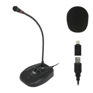 컴퓨터용 고감도 구즈넥 마이크 USB C타입 콘덴서 녹음 스탠드형 PC 게임 회의 방송용