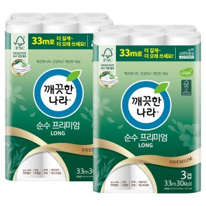 깨끗한나라 순수 프리미엄 3겹 33m, 30롤, 2팩