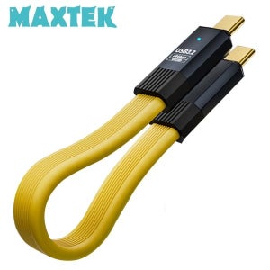 맥스텍 MT821 USB 3.2 C타입 플랫 케이블 20cm 옐로우 Type-C 20Gbps 100W 8K@60Hz 초고속충전 보조배터리 연결 E-Marker 이마커 칩셋