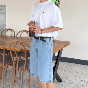 [백화점] CK 모노그램 레터링 로고 오버핏 드랍숄더 반팔 티셔츠 ( 2 Color )