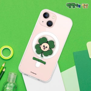 빵빵이 미니멀 맥세이프 투명 케이스 젤하드 행운의빵빵이, 아이폰15