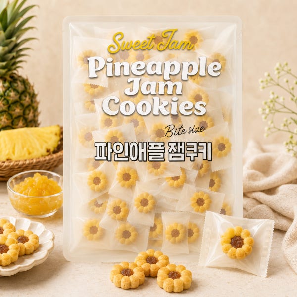 노브랜드 파인애플잼쿠키 과자 사무실 학교 탕비실간식 대용량 70개(개별포장)