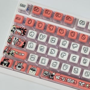 몬스터 크루 ASA 프로파일 영문 116키 PBT RGB 투과 캐릭터 포인트 푸딩 키캡