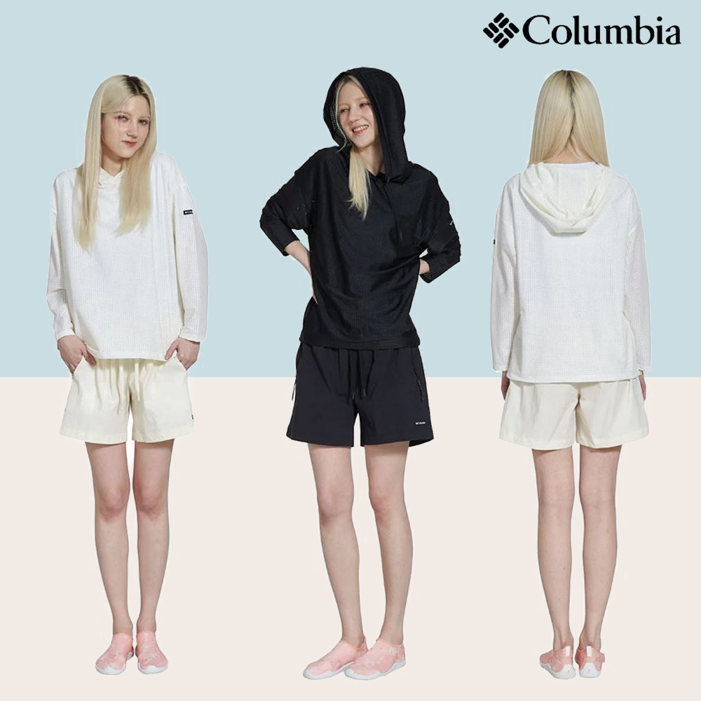 컬럼비아 여성 래쉬가드 수영복 워터파크 물놀이 비치웨어 커버업 후드