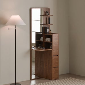 연말 할인가 104,900 / 리샘 도브 전신거울 수납 폴딩선반 스탠딩 원룸화장대