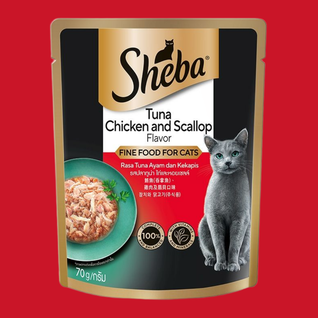 쉬바 파우치 고양이 주식 습식사료 참치+닭고기, 70g, 1개