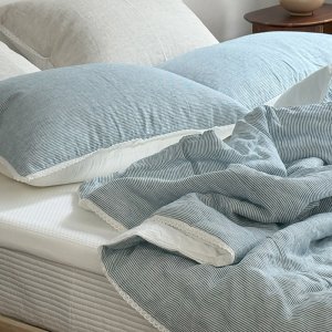 린넨 스트라이프 시원한 여름침구 부드러운 핸드메이드 모달이불 슈퍼싱글 퀸 킹 여름차렵이불