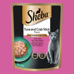 쉬바 파우치 고양이 주식 습식사료 참치+게살, 70g, 1개