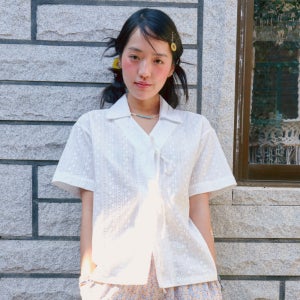 그래니룸 마실 반팔 셔츠 2컬러 코튼100 리본디테일