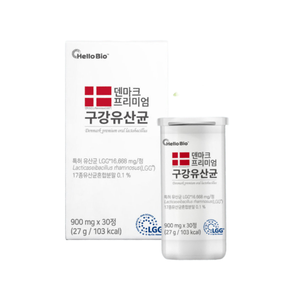 헬로바이오 덴마크 <b>프리미엄</b> 구강 유산균 다이어트 <b>변비</b> 대장 900mg 30정, 1개
