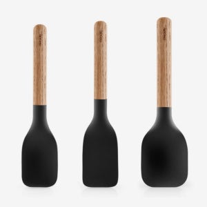에바솔로 우드 손잡이 실리콘 조리도구 키친툴 3종세트 (서빙스푼S+스파츄라+스티어)