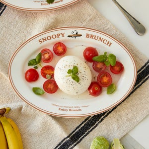 [피너츠] 스누피 브라운 라인 오벌 플레이트