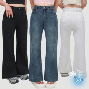 빅사이즈 쿨썸머 군살쏙 데님 하이웨스트 와이드 절개 라인 여름 뱃살커버 워싱청바지