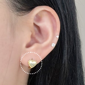 14K 올 골드 하트 원터치 금 링 피어싱 귓볼 14K MA 163
