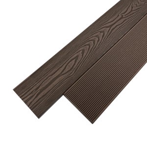 합성데크 다크브라운 25T x 150mm x 2400m 클립형 나뭇결 콤보형 인조 방부목 바닥데크목