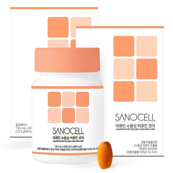 사노셀 아큐민 수용성 <b>커큐민</b> 코어 2개월 60정 함량 210mg <b>강황 추출물</b>