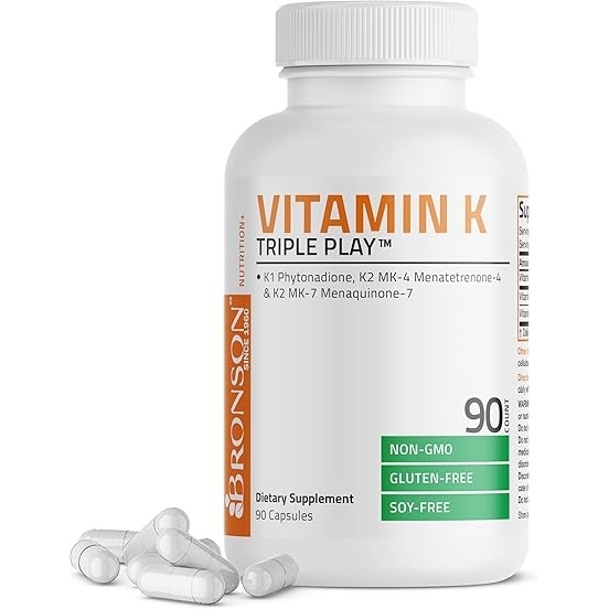 브론슨 <b>비타민K 트리플플레이</b> K1 MK4 MK7 복합 90정