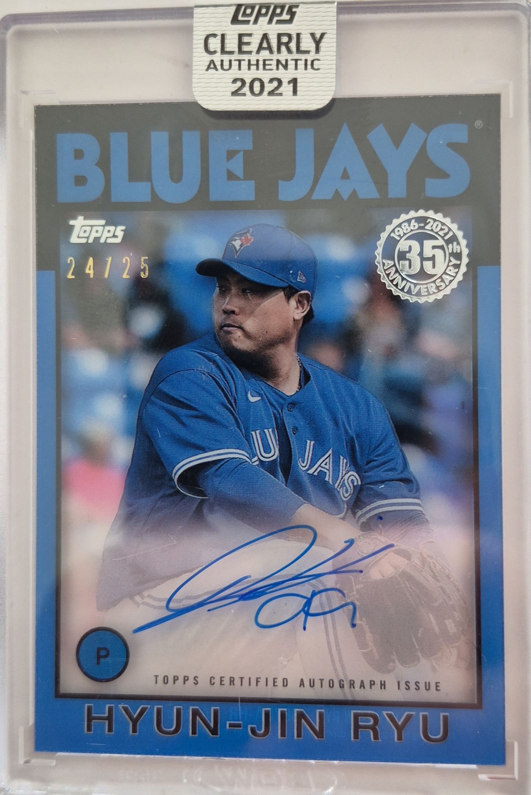 류현진 야구카드 탑스 25장한정 친필싸인오토 2021 MLB카드 한화 5816