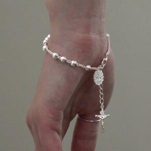 은 묵주팔찌 성모마리아 기적의패 십자가 실버팔찌 silver925