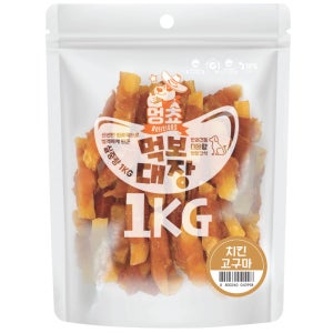 멍쵸 먹보대장 2kg 강아지사사미, 육포, 대용량간식 치킨고구마, 1kg, 2개