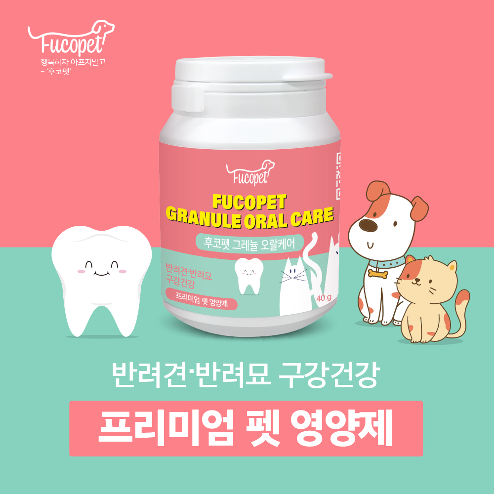 강아지 구강 잇몸 입냄새 영양제 노견 치석 제거 양치 후코펫 그레뉼 오랄케어