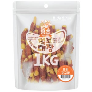 멍쵸 먹보대장 강아지 사사미 육포 대용량간식 오리고구마, 1kg, 1개