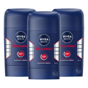 니베아 맨 데오드란트 스틱 드라이임팩트 파우더, 50ml, 3개