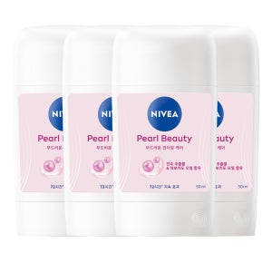 니베아 데오드란트 스틱 펄앤뷰티 크리미머스크향, 50ml, 4개