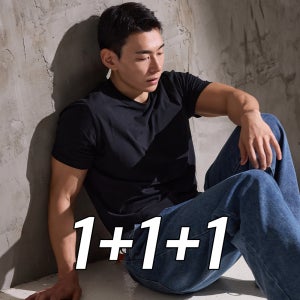 맥스모어 남자 머슬핏 반팔 무지 티셔츠 3장