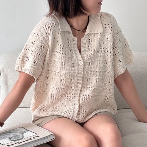 DIY키트 메리클로버 가디건 (재료구성/ Designed by 코실니트) 대바늘 반팔니트 하우스코튼실 패키지 손뜨개 뜨개질 뜰안