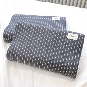 컴투더홈 프리미엄 메모리폼 라텍스 베개커버 2p 30x50cm 차콜화이트스트라이프 2개