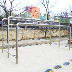 월드스포츠산업 야외놀이터 구름다리 복식 2단 스텐 WD-P-0075