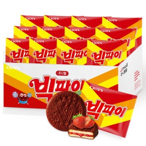 크라운 빅파이 딸기 초코파이 대용량 간식 1box