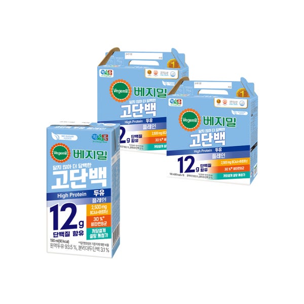 베지밀 고단백 두유 플레인 설탕 무첨가 저당두유 190ml 32팩 정식품 신제품