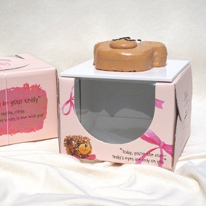 케익창박스(1호) 테디베어 핑크상자 5매 홀 케이크상자 기념일포장 생일포장 레터링케이크