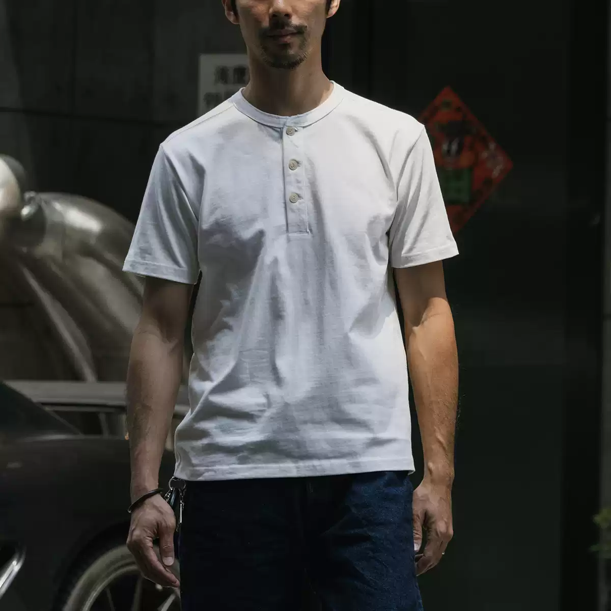 [<b>BRONSON</b>][국내배송] <b>브론슨</b> 10.6oz Henley 반팔 헨리넥 티셔츠