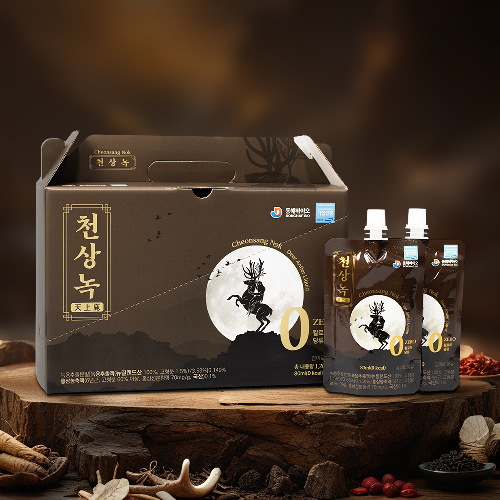 천상녹 <b>녹용</b> 진액 제로칼로리 직장인 노인 청소년 성인 아이 어린이 홍삼 파우치형