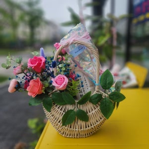 특별한 꽃바구니 시들지 않는 비누꽃 포장 식혜 선물포장 선물용식혜셋트 피크닉음료셋트